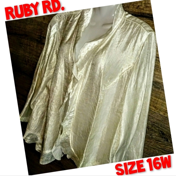 Ruby Rd. Jackets & Blazers - Ruby Rd. Evening Formal Jacket Size 16W Pearl Luster Elegant Ruffle